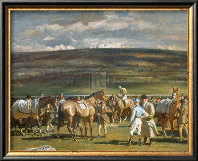 In The Saddling Paddock, March Meet, Cheltenham by Sir Alfred Munnings Pricing Limited Edition Print image