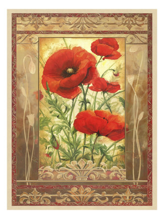 Ornamental Poppies I by Janet Stever Pricing Limited Edition Print image