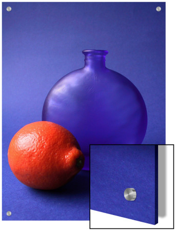 Blue Glass Vase And Orange by I.W. Pricing Limited Edition Print image