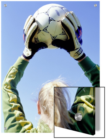 View From Behind Of A Girl Holding A Soccer Ball by S.C. Pricing Limited Edition Print image