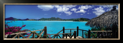 Bay View And Straw Umbrella, Coco Bay, Caribbean by Tom Mackie Pricing Limited Edition Print image