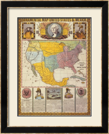Ornamental Map Of The United States And Mexico by Humphrey Phelps Pricing Limited Edition Print image