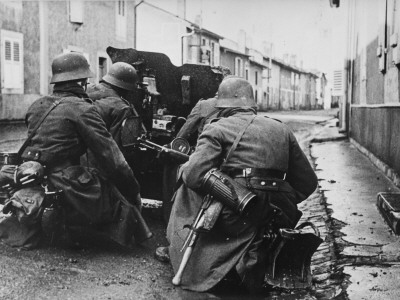 German Soldiers In Street Battle In France During World War Ii by Robert Hunt Pricing Limited Edition Print image