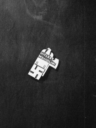 Pin With Swastika, Fascist Eagle, Names Hitler And Mussolini; Celebrates The Rome-Berlin Axis Pact by Peter Stackpole Pricing Limited Edition Print image