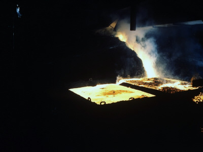 Molten Calcium Carbide And Ferroalloys Pouring Out Of Electric Furnace At Union Carbide Plant by Dmitri Kessel Pricing Limited Edition Print image