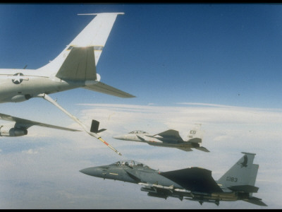 F-15E Eagle Approaching Kc-135 Stratotanker Refueling Boom, Over Edwards Afb by Paul Reynolds Pricing Limited Edition Print image