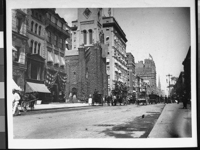 Horse-Drawn Carriages Riding Up And Down Fifth Ave. At With 29Th St by Wallace G. Levison Pricing Limited Edition Print image