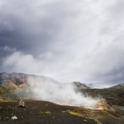 Steam Rising In A Lava Field At Landmannalaugar, Iceland by Gunnar Svanberg Skulasson Pricing Limited Edition Print image