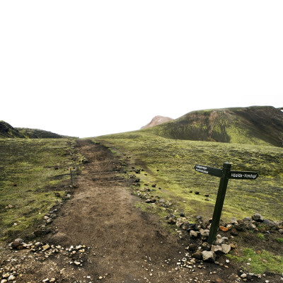 A Sign By A Hiking Trail In Landmannalaugar, Iceland by Gunnar Svanberg Skulasson Pricing Limited Edition Print image