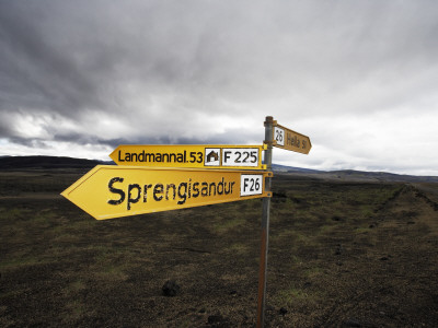A Sign Post In The Highlands Of Iceland by Atli Mar Pricing Limited Edition Print image