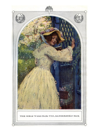 Young American Girl With Book In The Garden by John Gilbert Pricing Limited Edition Print image