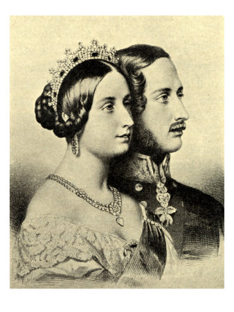 Queen Victoria And Prince Albert, Portraits In Profile by Gustave Doré Pricing Limited Edition Print image