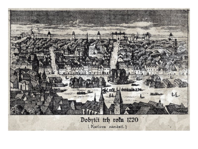 Prague, View Of The Czech Capital City Overlooking Karlovo Namesti (Charles Square), 1720 by Hugh Thomson Pricing Limited Edition Print image