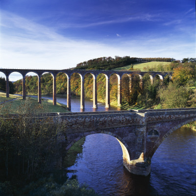 Viaduct And Bridge Over The River Tweed Near Cold Stream by Joe Cornish Pricing Limited Edition Print image
