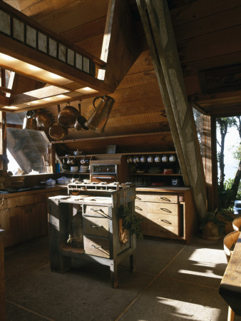 Wild Bird, Big Sur, California, 1957, Kitchen, Architect: Nathaniel And Margaret Owings by Alan Weintraub Pricing Limited Edition Print image