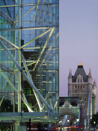 Tower Bridge House, London, Dusk Shot With Tower Bridge, Architects: Richard Rogers Partnership by Ben Luxmoore Pricing Limited Edition Print image