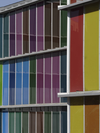 Colored Glass Panels At Contemporary Art Museum - Musac, Leon, Spain, Architect: Mansilla And Tunon by David Borland Pricing Limited Edition Print image