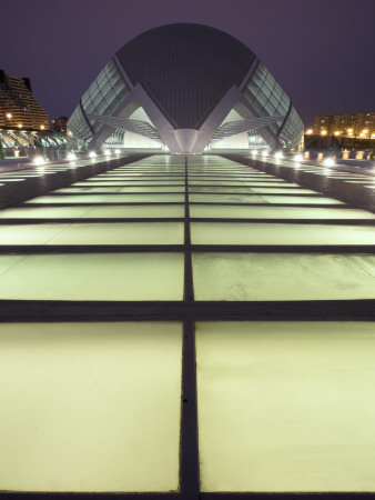 L'hemisferic, City Of Arts And Sciences, Valencia, 2003, Hemisphere Exterior With Lit Walkway by David Clapp Pricing Limited Edition Print image