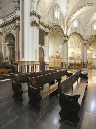 Valencia Cathedral, 1356, View Of Transept Pews Through To The Aisle Running Behind Altar by David Clapp Pricing Limited Edition Print image