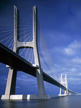 Vasco Da Gama Bridge, Lisbon, Opened 31St March 1998, Cable-Stayed Bridge With Concrete Box Girder by John Edward Linden Pricing Limited Edition Print image