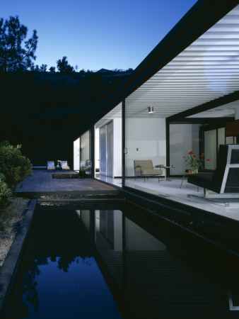 Case Study House 21, Wonderland Avenue, Hollywood Hill, Los Angeles 1958 Exterior At Night by John Edward Linden Pricing Limited Edition Print image