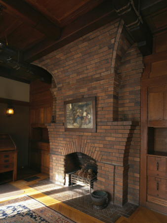 David B, Gamble House, Pasadena, California, Fireplace In Mr Gamble's Den, Architect: Greene by Mark Fiennes Pricing Limited Edition Print image
