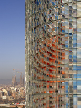 Torre Agbar, 2005, With Sagrada Familia In The Background, Barcelona, Catalonia by Richard Bryant Pricing Limited Edition Print image