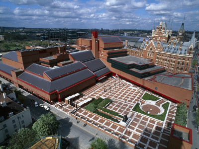 The New British Library, King's Cross, London, Aerial View Showing Courtyard And St Pancras Station by Richard Turpin Pricing Limited Edition Print image