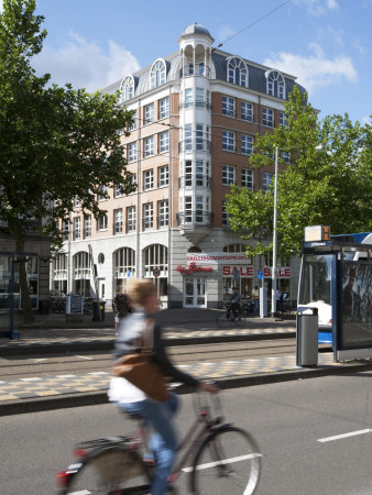 Apartment Building And Cyclist, Amsterdam by Ton Kinsbergen Pricing Limited Edition Print image