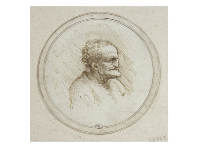 Homme En Buste, De Profil À Droite, Le Menton Avançant D'une Façon Exagérée by Léonard De Vinci Pricing Limited Edition Print image