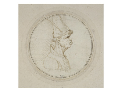 Homme De Profil Coiffe D'un Bonnet Pointu A Plume by Leonard De Vinci Pricing Limited Edition Print image