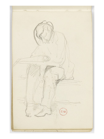 Carnet De Dessins : Homme Assis Lisant Le Journal by Gustave Moreau Pricing Limited Edition Print image
