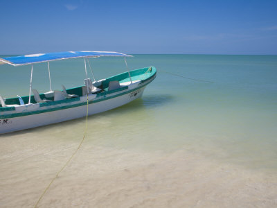 Boats For Hire, Celestun, Gulf Of Mexico, Mexico by Julie Eggers Pricing Limited Edition Print image