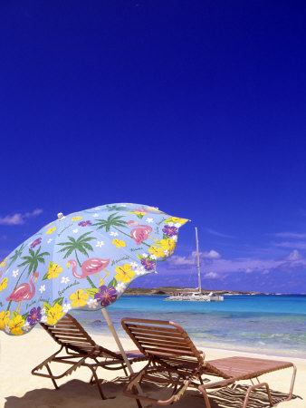 Beach Umbrella, Abaco, Bahamas by Michael Defreitas Pricing Limited Edition Print image