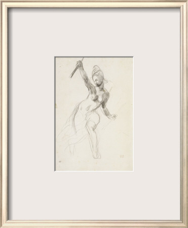 Femme À Demi-Nue Brandissant Un Bâton ; Etude Pour La Liberté Guidant Le Peuple ; 1830 by Eugene Delacroix Pricing Limited Edition Print image