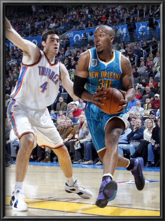 New Orleans Hornets V Oklahoma City Thunder: David West And Nick Collison by Layne Murdoch Pricing Limited Edition Print image