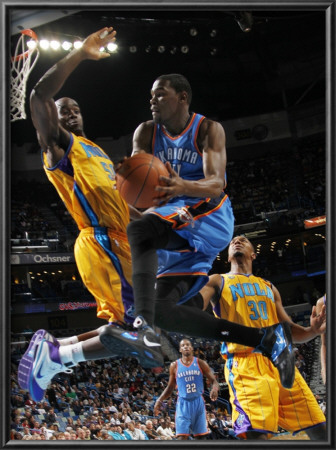 Oklahoma City Thunder V New Orleans Hornets: Kevin Durant And Emeka Okafor by Layne Murdoch Pricing Limited Edition Print image