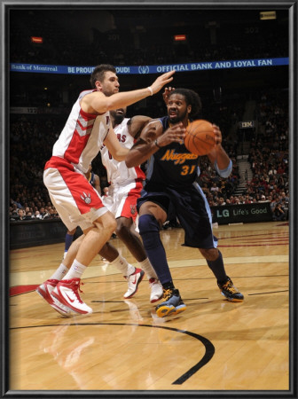 Denver Nuggets V Toronto Raptors: Andrea Bargnani And Nene by Ron Turenne Pricing Limited Edition Print image