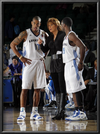 Austin Toros V Texas Legends: Nancy Lieberman, Antonio Daniels And Justin Dentmon by Layne Murdoch Pricing Limited Edition Print image