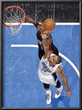 Miami Heat V Orlando Magic: Jameer Nelson And Chris Bosh by Fernando Medina Pricing Limited Edition Print image