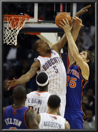 New York Knicks V Charlotte Bobcats: Timofey Mozgov And Dominic Mcguire by Streeter Lecka Pricing Limited Edition Print image