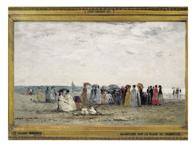 Bathers On The Beach At Trouville by Eugene Boudin Pricing Limited Edition Print image