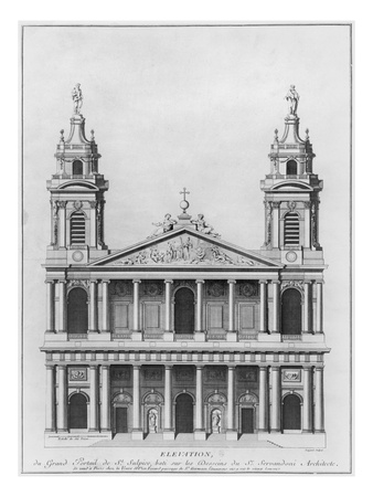 Church Of Saint-Sulpice, Elevation Of The Facade, Paris, Engraved By Loignel Or Laignel by Servandoni Pricing Limited Edition Print image