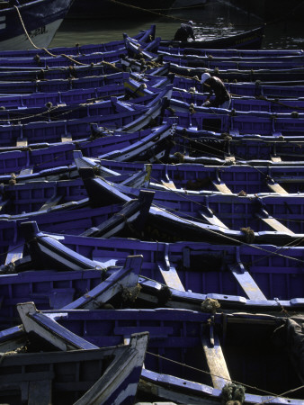 Blue Boats Docked, Morocco by Michael Brown Pricing Limited Edition Print image