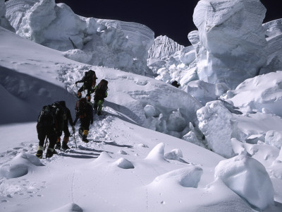 Mountaineers Climbing Through Seracs, Nepal by Michael Brown Pricing Limited Edition Print image