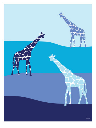 Blue Giraffes On Blue Plains by Avalisa Pricing Limited Edition Print image