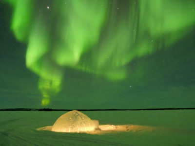 Igloo Under Northern Lights, Northwest Territories, Canada March 2007 by Eric Baccega Pricing Limited Edition Print image