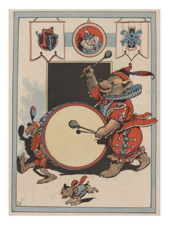 Bear Playing A Drum In Circus by Constance Winter Pricing Limited Edition Print image