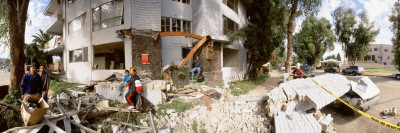People Clearing Debris After An Earthquake, Sherman Oaks, California, Usa by Panoramic Images Pricing Limited Edition Print image
