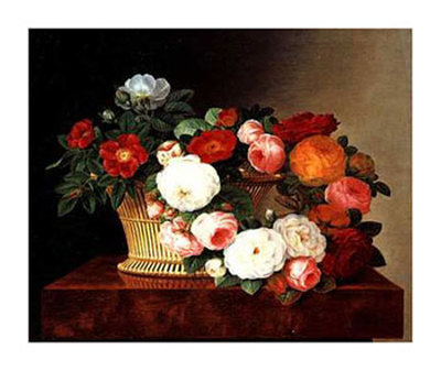 Roses In Basket On Table by Johan Laurentz Jensen Pricing Limited Edition Print image